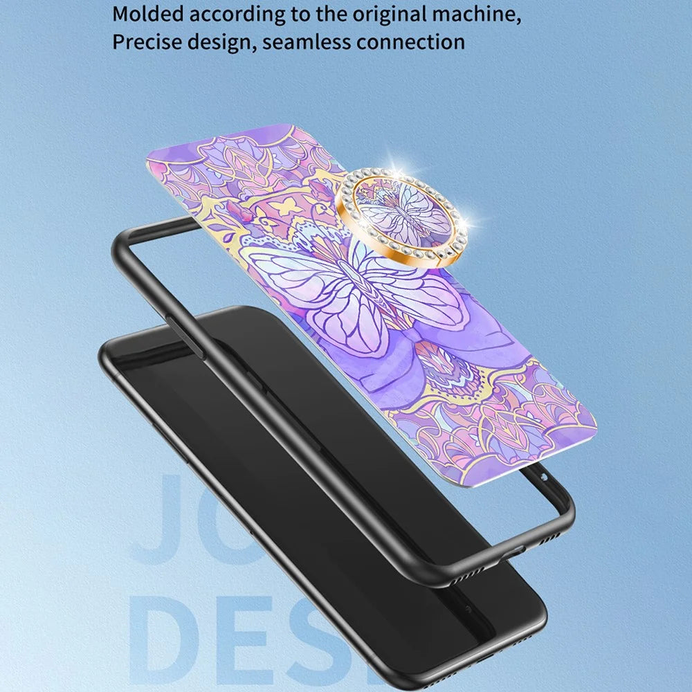 For Samsung Galaxy A08 5G / A08 4G / A07 4G Case Butterfly Pattern TPU + Tempered Glass Protective Phone Cover -  Colorful Butterfly - 5