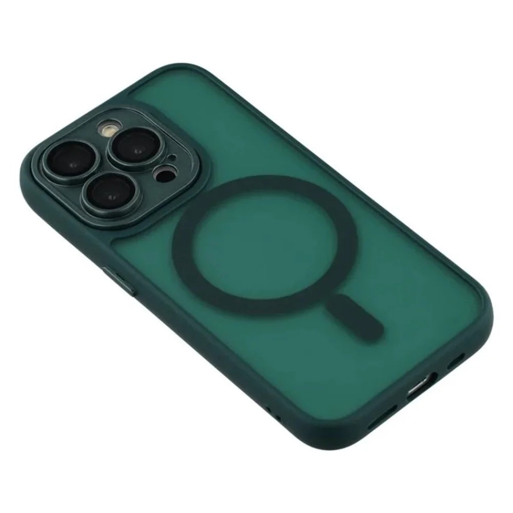 WANLONFENG For iPhone 11 Pro Max Case Compatible with MagSafe  QB Series PC TPU Phone Cover with Screen Film - Dark Green - 6