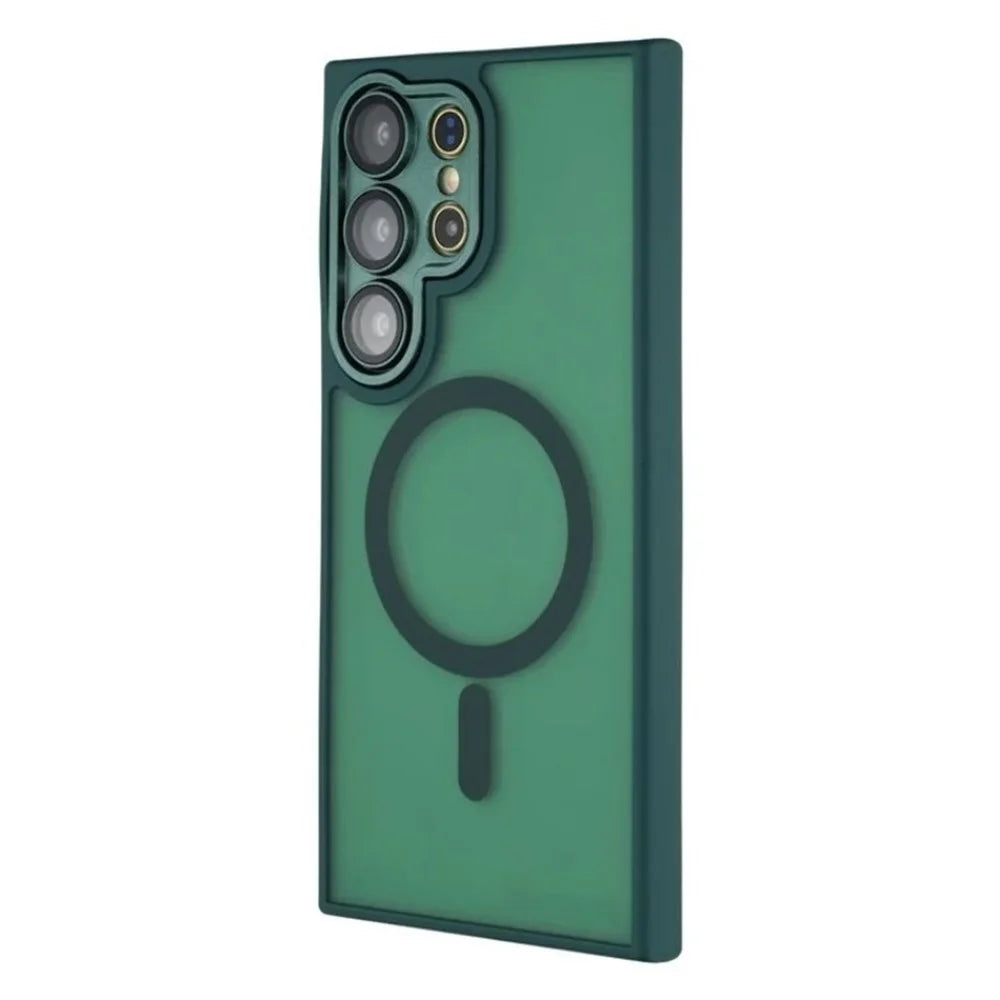 WANLONFENG For Samsung Galaxy S23 Ultra Magnetic Case  QB Series PC TPU Phone Cover with Screen Film - Dark Green - 4