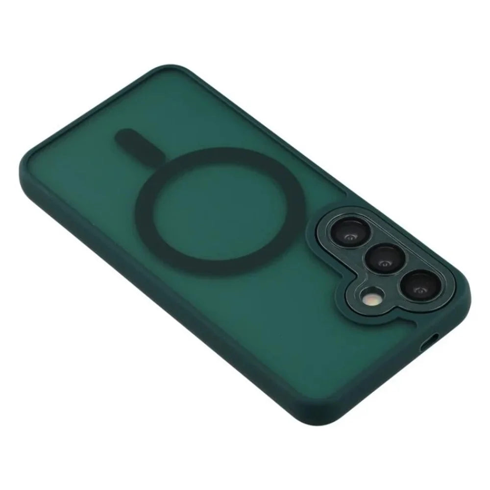 WANLONFENG For Samsung Galaxy S23 FE Magnetic Case  QB Series PC TPU Phone Cover with Screen Film - Dark Green - 5