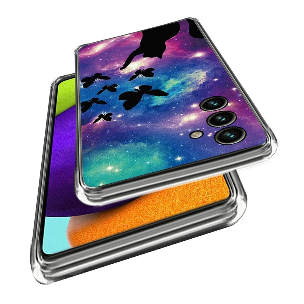 For Samsung Galaxy A14 5G / A14 4G Pattern Printing IMD Anti-scratch Soft TPU Cover Drop-proof Cell Phone Case - Cat and Butterflies - 2