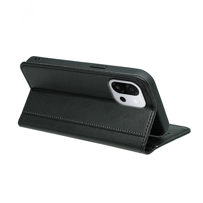 For OnePlus 13T 5G Wallet Case Magnetic Closing PU Leather Phone Cover with Wrist Strap - Black - 4