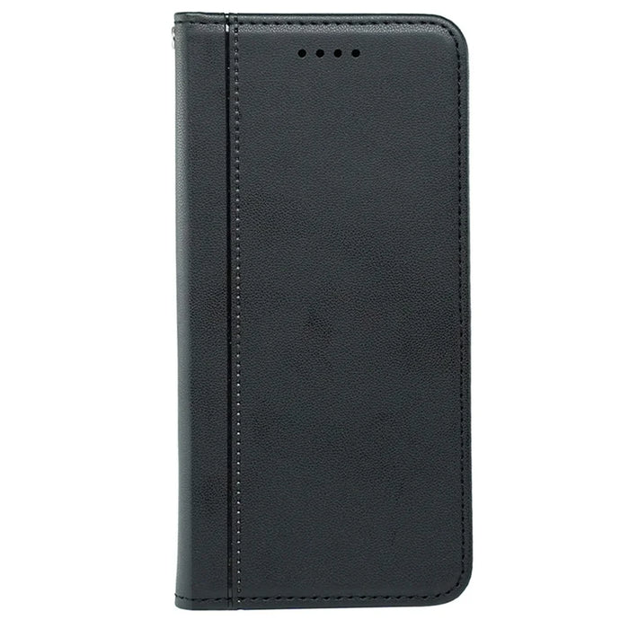For Realme 14 5G Wallet Case Magnetic Closing PU Leather Phone Cover with Wrist Strap - Black - 5