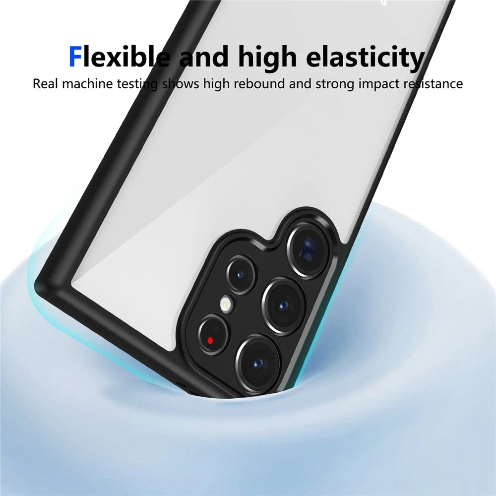 For Samsung Galaxy S24 Ultra Case Matte Skin Touch Clear PC + TPU Shockproof Phone Back Cover - Black - 3