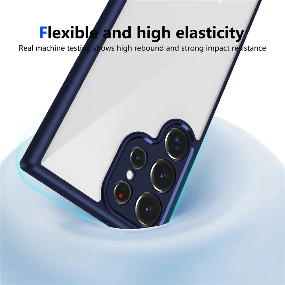 For Samsung Galaxy S23 Ultra Case Matte Skin Touch Clear PC + TPU Shockproof Phone Back Cover - Blue - 3