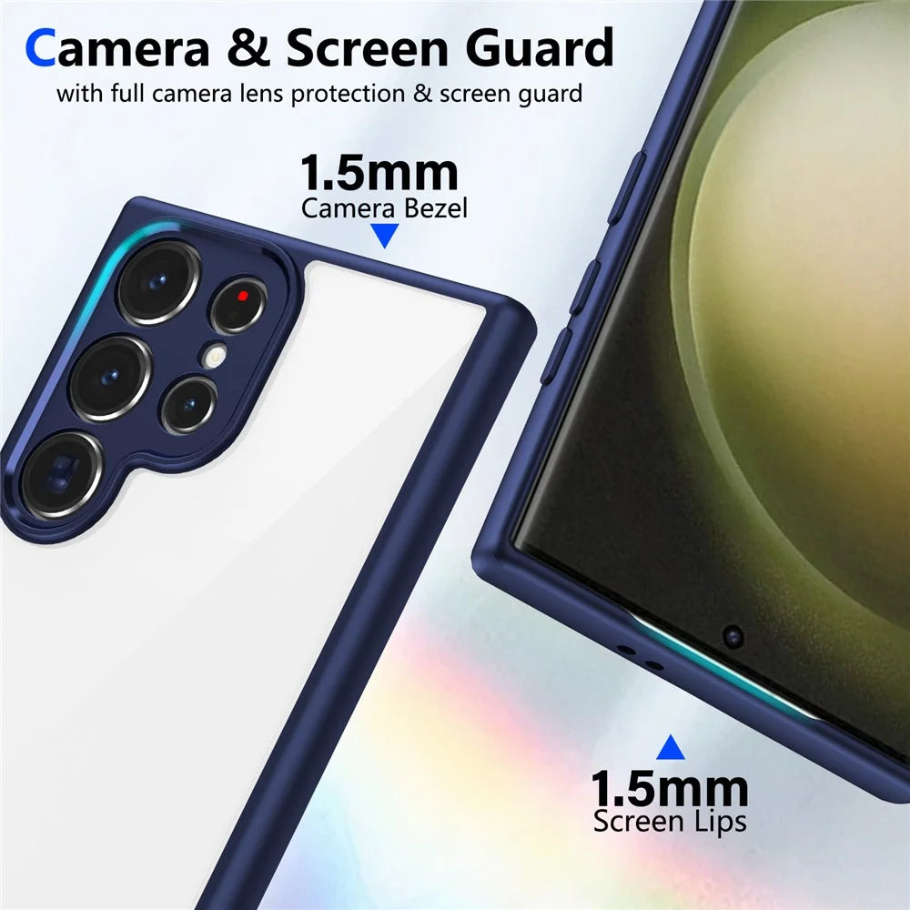 For Samsung Galaxy S23 Ultra Case Matte Skin Touch Clear PC + TPU Shockproof Phone Back Cover - Blue - 4