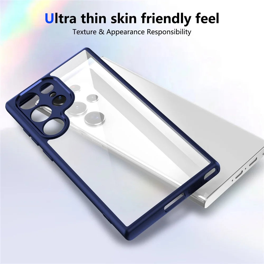 For Samsung Galaxy S23 Ultra Case Matte Skin Touch Clear PC + TPU Shockproof Phone Back Cover - Blue - 5