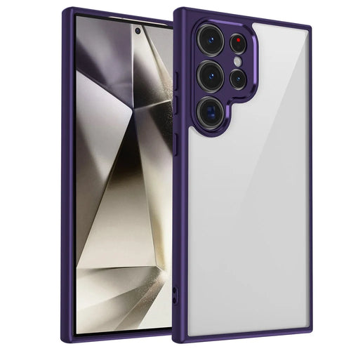 For Samsung Galaxy S22 Ultra 5G Case Matte Skin Touch Clear PC + TPU Shockproof Phone Back Cover - Purple - 1