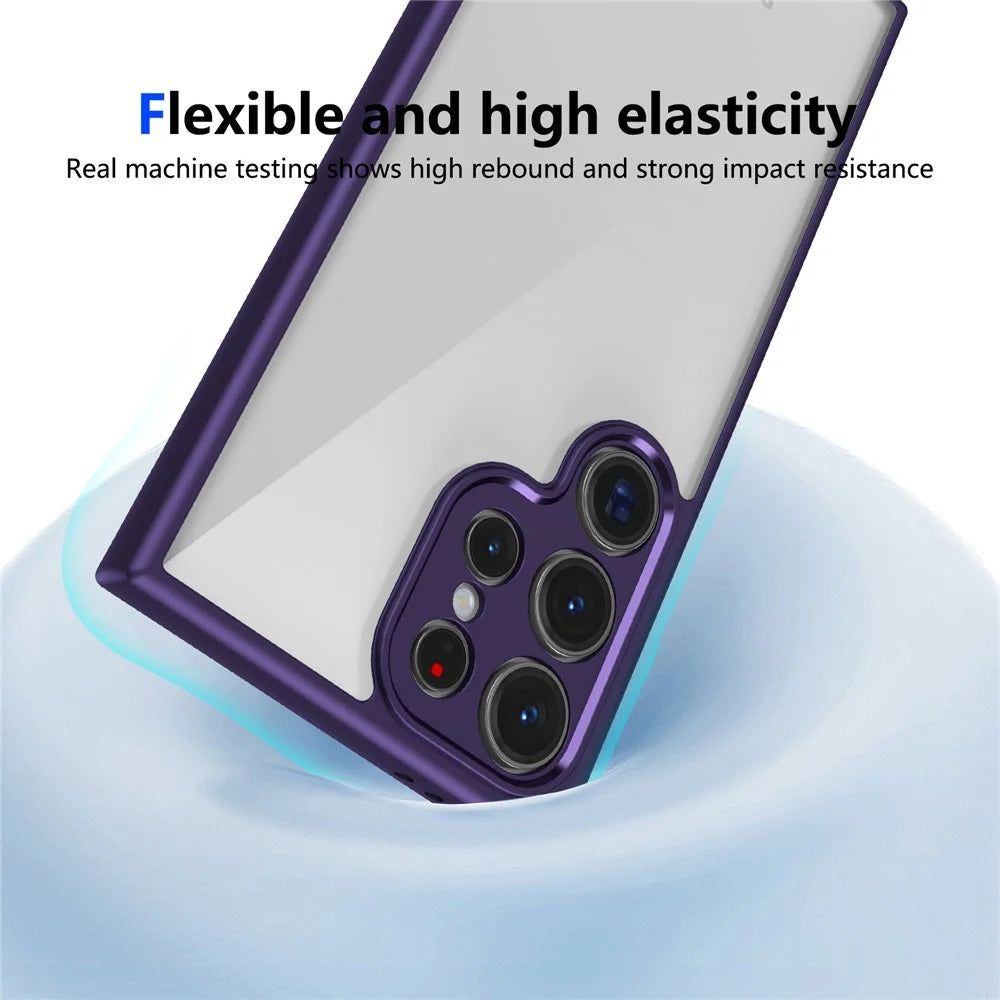For Samsung Galaxy S22 Ultra 5G Case Matte Skin Touch Clear PC + TPU Shockproof Phone Back Cover - Purple - 3