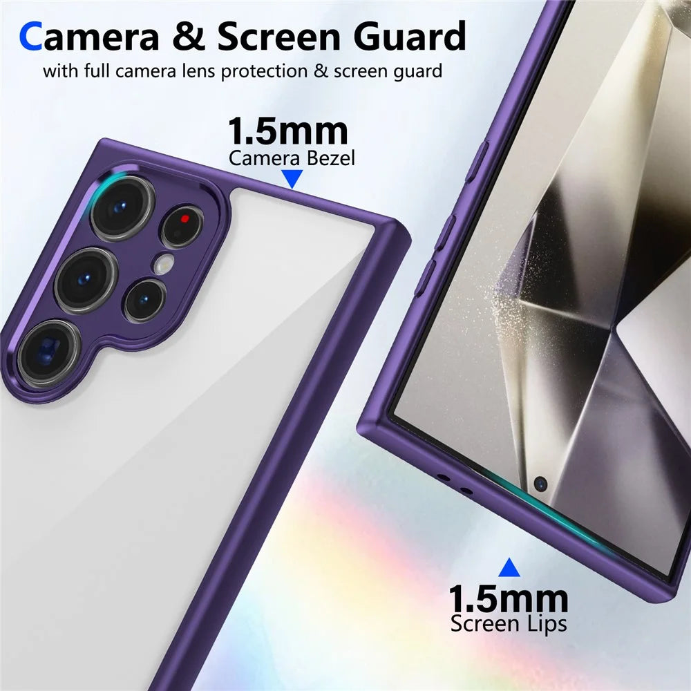 For Samsung Galaxy S22 Ultra 5G Case Matte Skin Touch Clear PC + TPU Shockproof Phone Back Cover - Purple - 4
