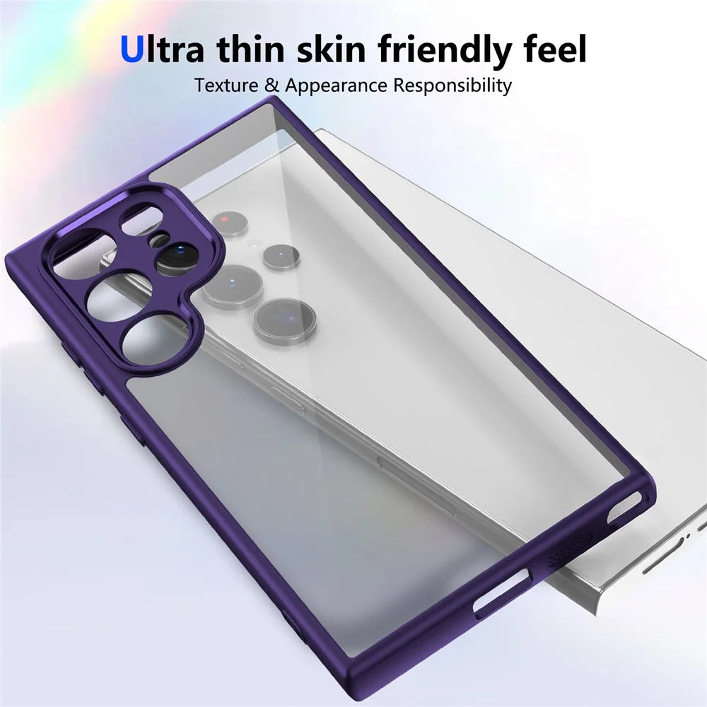 For Samsung Galaxy S22 Ultra 5G Case Matte Skin Touch Clear PC + TPU Shockproof Phone Back Cover - Purple - 5
