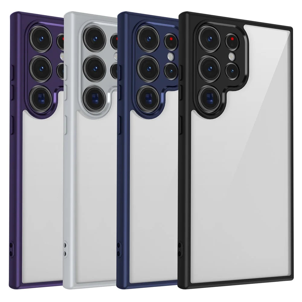 For Samsung Galaxy S22 Ultra 5G Case Matte Skin Touch Clear PC + TPU Shockproof Phone Back Cover - Purple - 7