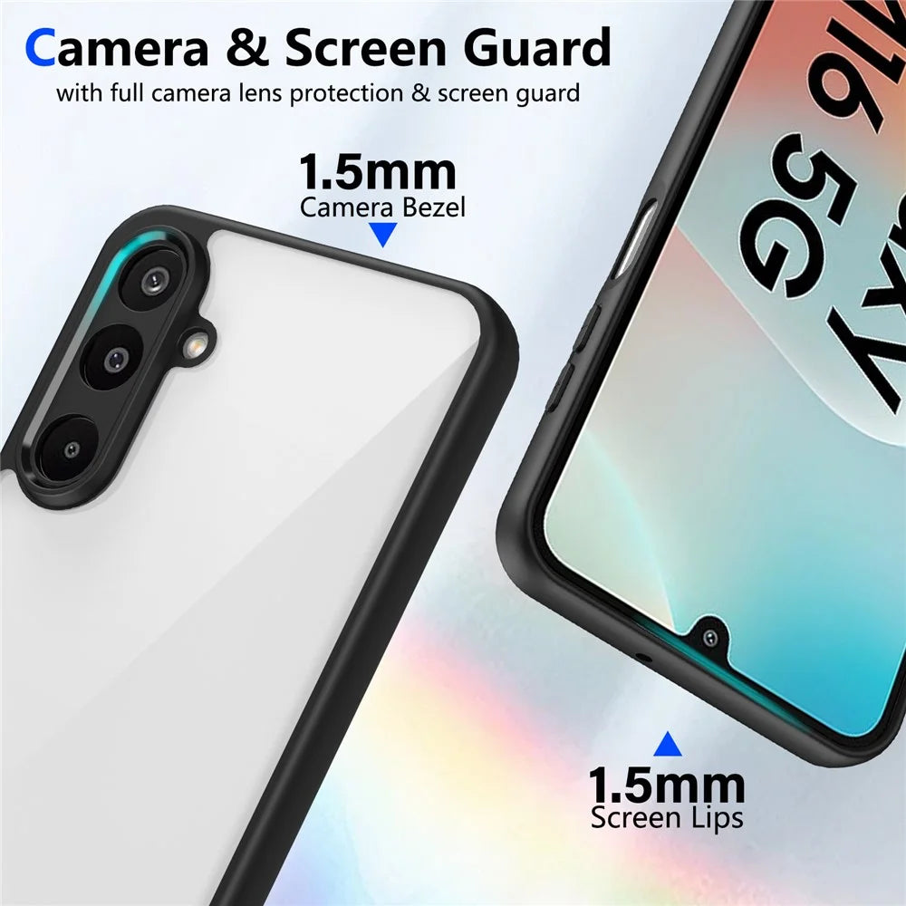 For Samsung Galaxy M16 5G / F16 5G Case Matte Skin Touch Clear PC + TPU Shockproof Phone Back Cover - Black - 4