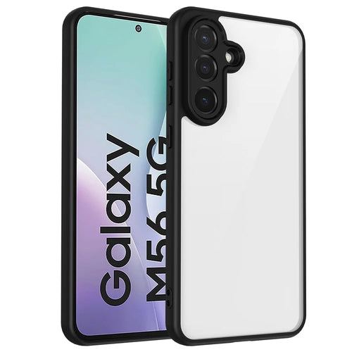For Samsung Galaxy M56 5G Case Matte Skin Touch Clear PC + TPU Shockproof Phone Back Cover - Black - 1