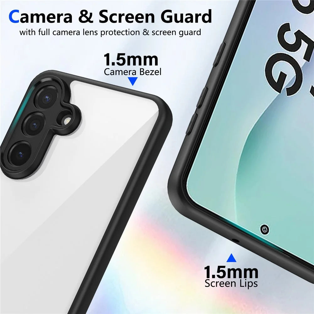 For Samsung Galaxy M56 5G Case Matte Skin Touch Clear PC + TPU Shockproof Phone Back Cover - Black - 4