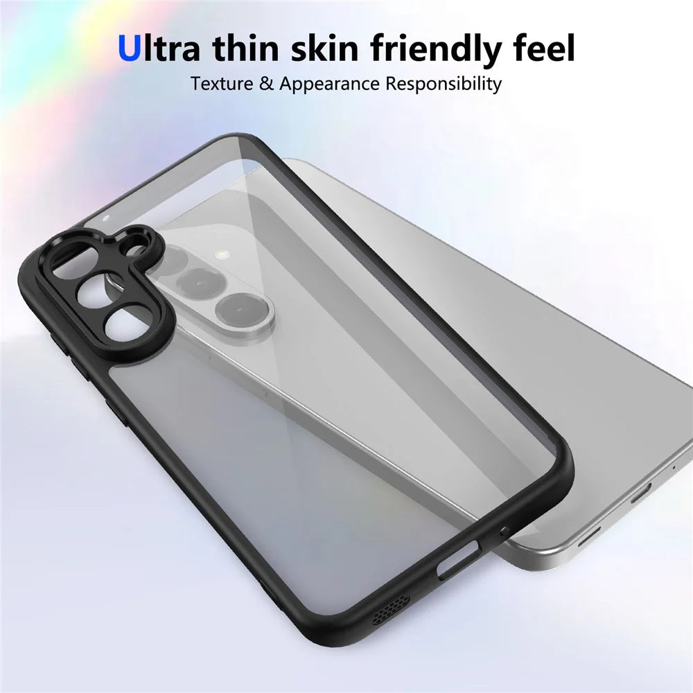 For Samsung Galaxy M56 5G Case Matte Skin Touch Clear PC + TPU Shockproof Phone Back Cover - Black - 5