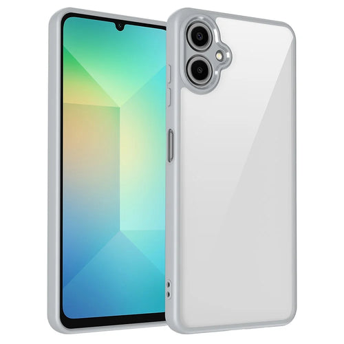 For Samsung Galaxy A06 4G Case Matte Skin Touch Clear PC + TPU Shockproof Phone Back Cover - Grey - 1