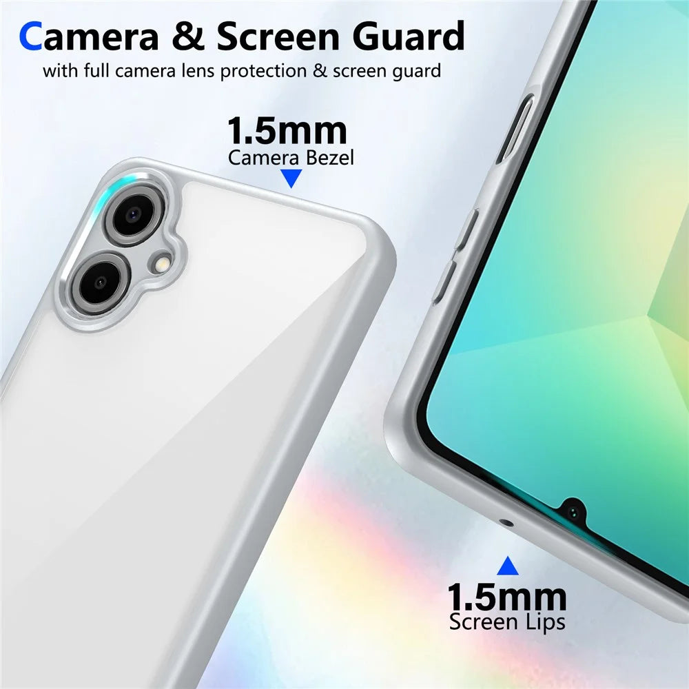 For Samsung Galaxy A06 4G Case Matte Skin Touch Clear PC + TPU Shockproof Phone Back Cover - Grey - 4
