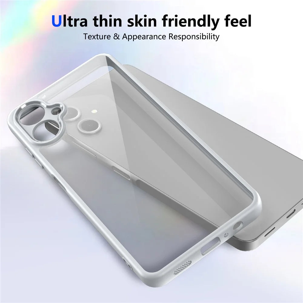 For Samsung Galaxy A06 4G Case Matte Skin Touch Clear PC + TPU Shockproof Phone Back Cover - Grey - 5