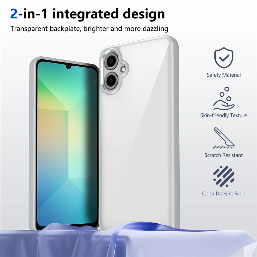 For Samsung Galaxy A06 4G Case Matte Skin Touch Clear PC + TPU Shockproof Phone Back Cover - Grey - 6