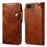 For iPhone 17e / 16e Case Wallet Waxy Genuine Cow Leather Shockproof Phone Cover with Wrist Strap - Brown - 1