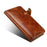 For iPhone 17e / 16e Case Wallet Waxy Genuine Cow Leather Shockproof Phone Cover with Wrist Strap - Brown - 4