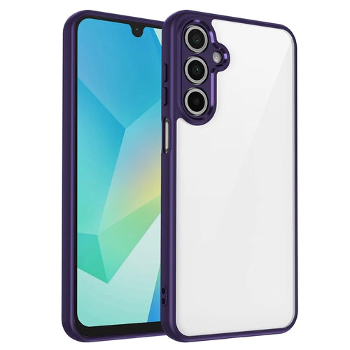 For Samsung Galaxy A16 4G / 5G Case Matte Skin Touch Clear PC + TPU Shockproof Phone Back Cover - Purple - 1