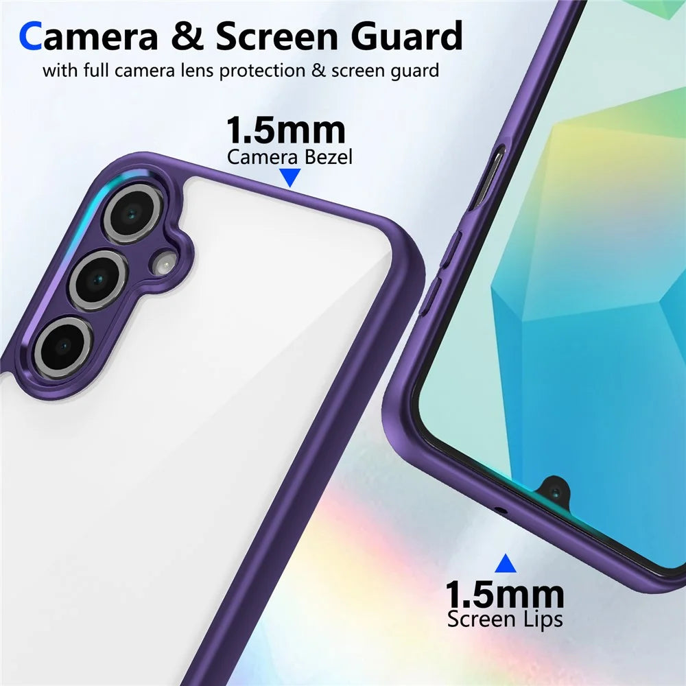 For Samsung Galaxy A16 4G / 5G Case Matte Skin Touch Clear PC + TPU Shockproof Phone Back Cover - Purple - 2