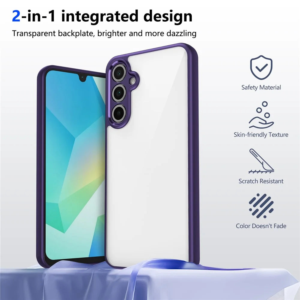 For Samsung Galaxy A16 4G / 5G Case Matte Skin Touch Clear PC + TPU Shockproof Phone Back Cover - Purple - 5