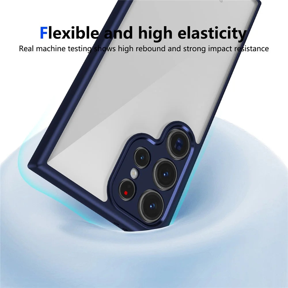 For Samsung Galaxy S25 Ultra Case Matte Skin Touch Clear PC + TPU Shockproof Phone Back Cover - Blue - 3