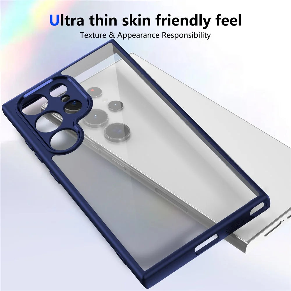 For Samsung Galaxy S25 Ultra Case Matte Skin Touch Clear PC + TPU Shockproof Phone Back Cover - Blue - 5