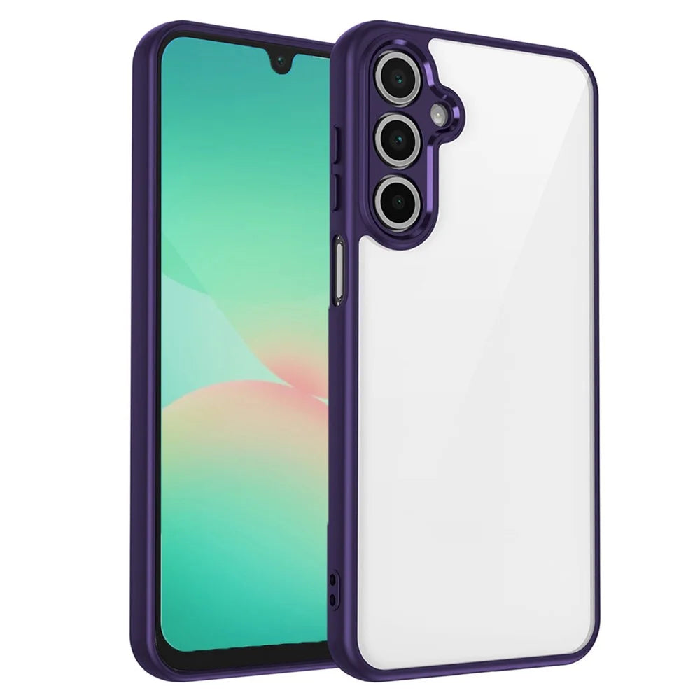 For Samsung Galaxy A18 5G / A18 4G / A17 5G / A17 4G Case Matte Skin Touch Clear PC + TPU Shockproof Phone Back Cover - Purple - 1