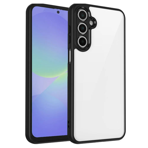 For Samsung Galaxy A36 5G Case Matte Skin Touch Clear PC + TPU Shockproof Phone Back Cover - Black - 1