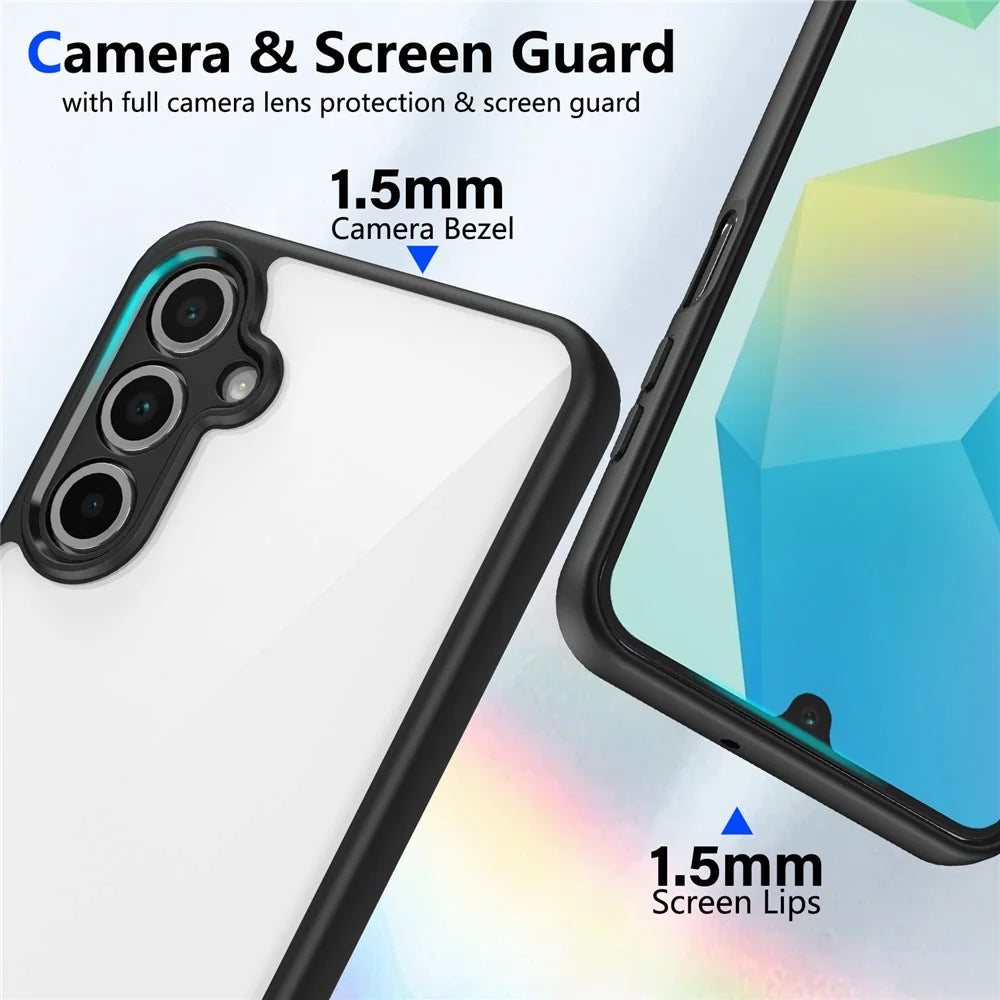 For Samsung Galaxy A36 5G Case Matte Skin Touch Clear PC + TPU Shockproof Phone Back Cover - Black - 3