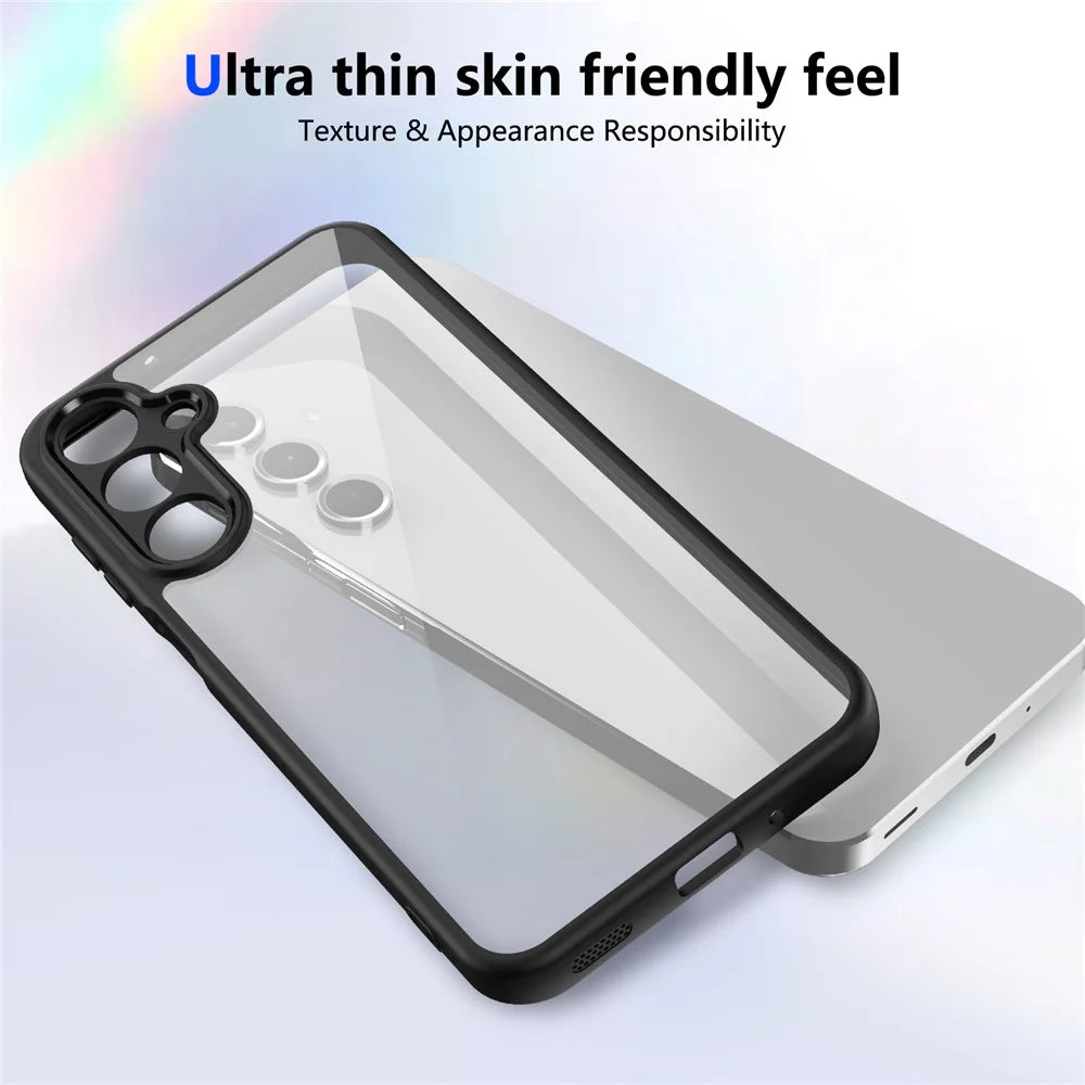 For Samsung Galaxy A36 5G Case Matte Skin Touch Clear PC + TPU Shockproof Phone Back Cover - Black - 4