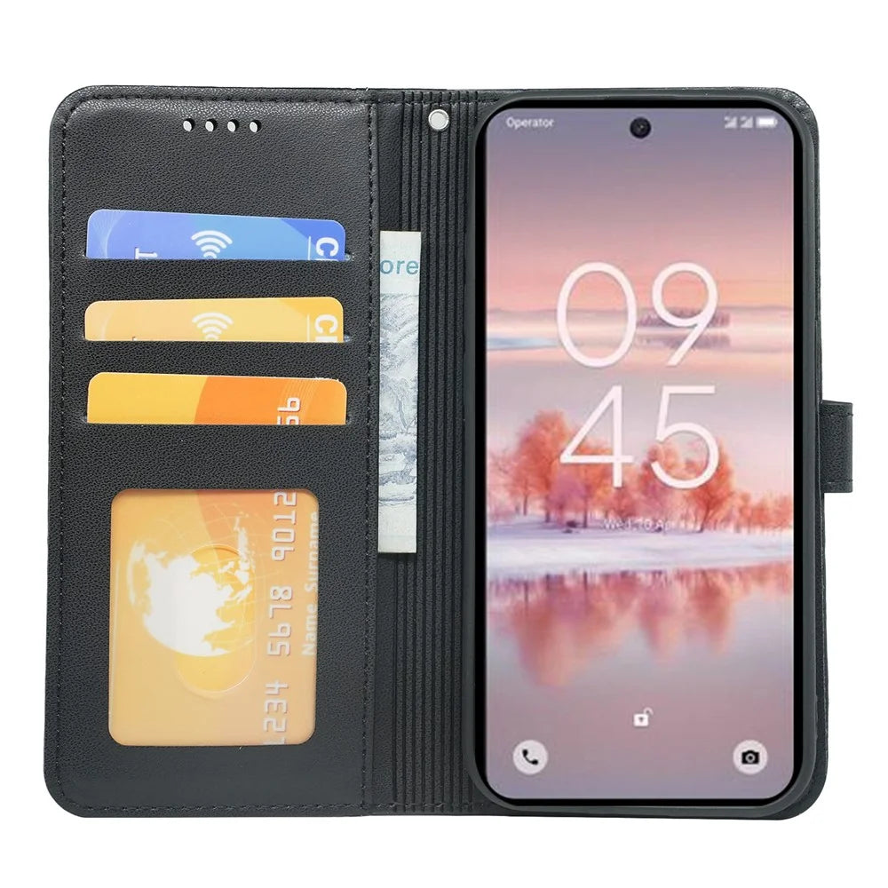 For TCL 60 NxtPaper 4G Wallet Case Magnetic Snap Leather Phone Cover with Strap - Black - 3