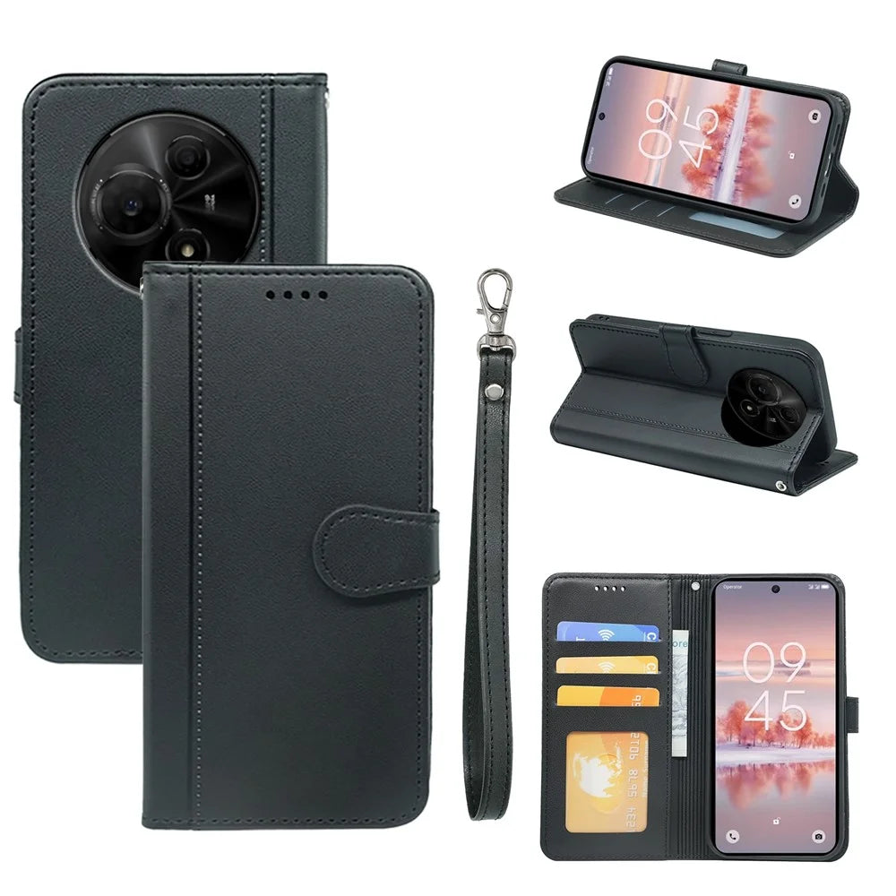 For TCL 60 NxtPaper 4G Wallet Case Magnetic Snap Leather Phone Cover with Strap - Black - 7