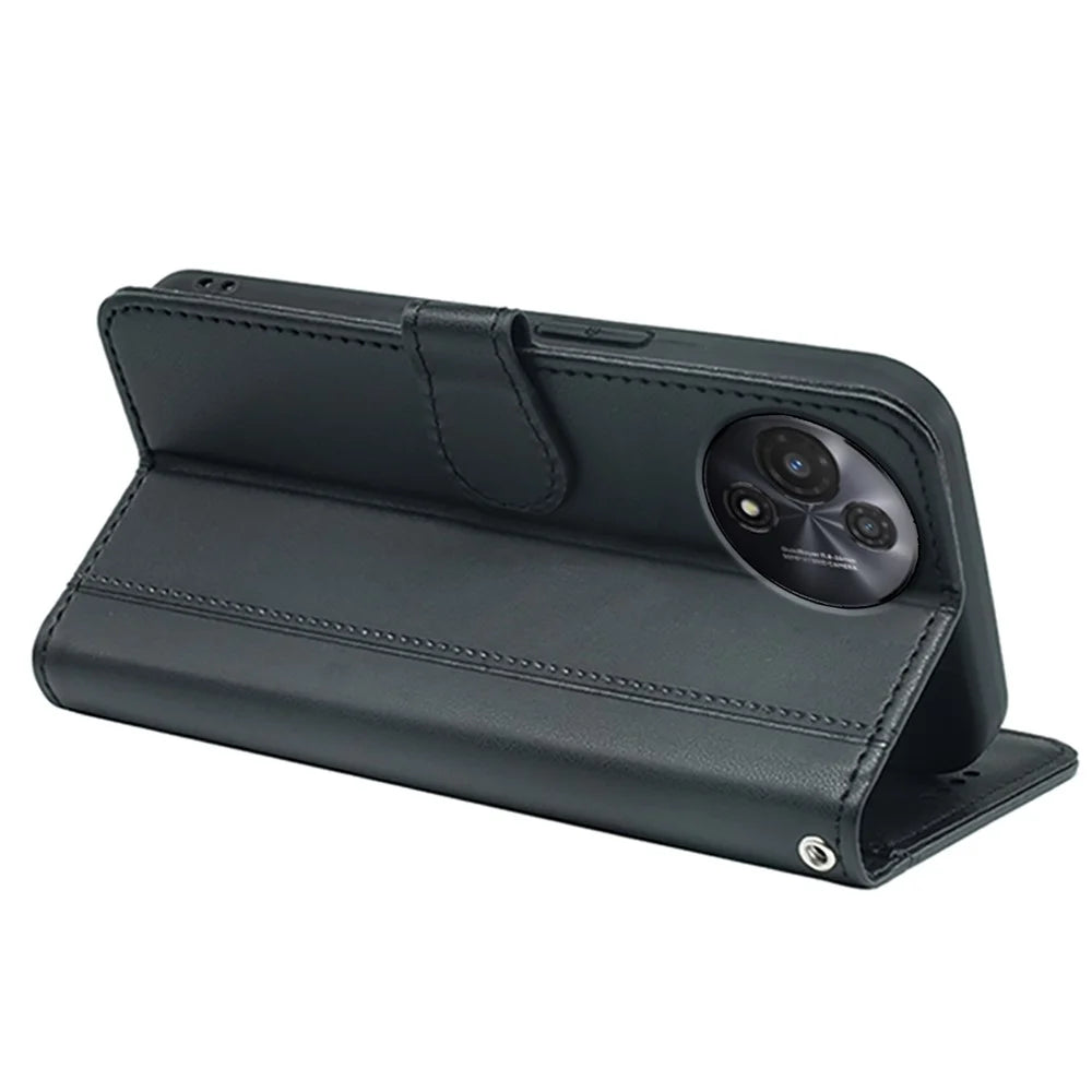 For TCL 60R 5G Wallet Case Magnetic Snap Leather Phone Cover with Strap - Black - 4