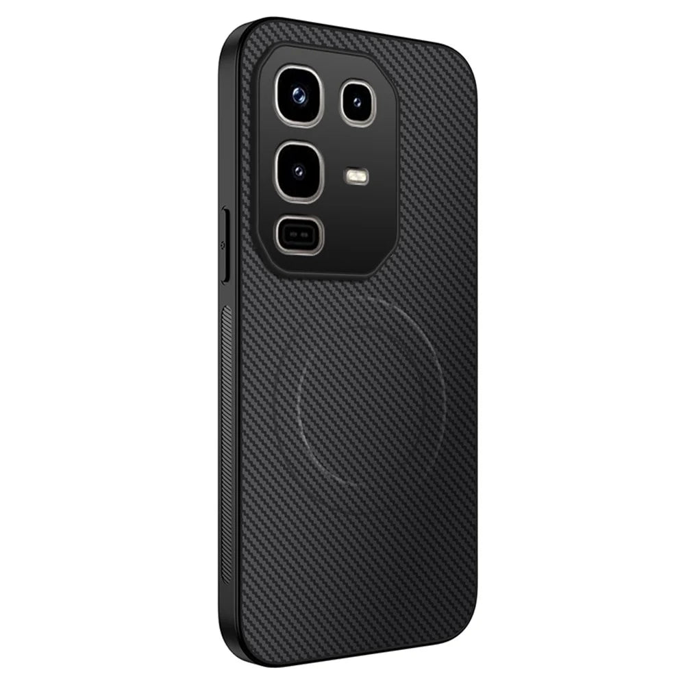WANLONFENG For Infinix Note 50 Pro 4G Magnetic Case  TQ Series Carbon Fiber Texture PC TPU Phone Cover - Black - 1