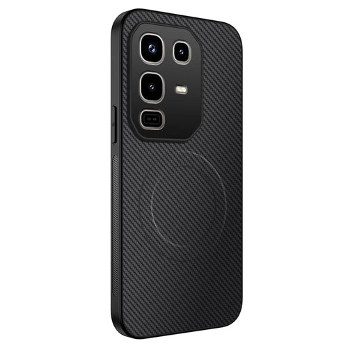 WANLONFENG For Infinix Note 50 Pro 4G Magnetic Case  TQ Series Carbon Fiber Texture PC TPU Phone Cover - Black - 1