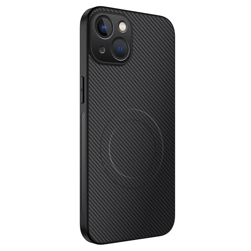 WANLONFENG For iPhone 13 6.1 inch Case Compatible with MagSafe  TQ Series Carbon Fiber Texture PC TPU Phone Cover - Black - 1