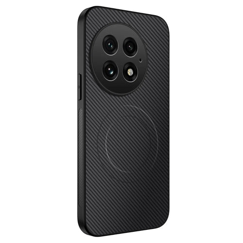 WANLONFENG For OnePlus 13 Magnetic Case  TQ Series Carbon Fiber Texture PC TPU Phone Cover - Black - 1
