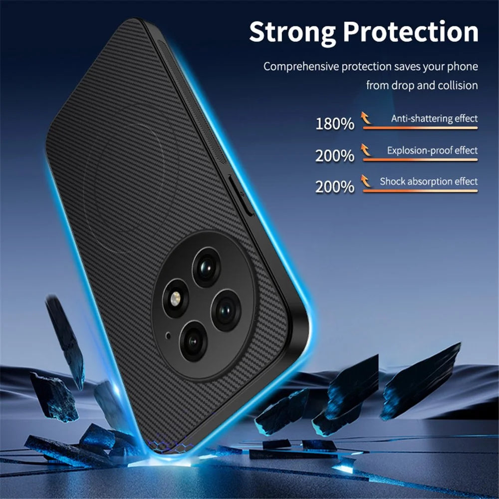 WANLONFENG For OnePlus 13 Magnetic Case  TQ Series Carbon Fiber Texture PC TPU Phone Cover - Black - 2