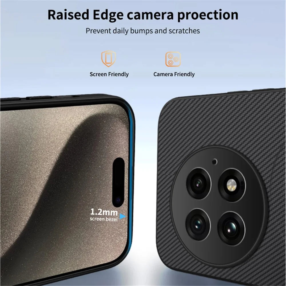 WANLONFENG For OnePlus 13 Magnetic Case  TQ Series Carbon Fiber Texture PC TPU Phone Cover - Black - 3