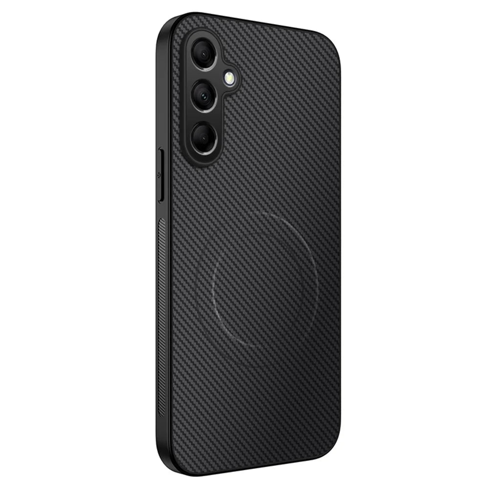 WANLONFENG For Samsung Galaxy S25+ Magnetic Case  TQ Series Carbon Fiber Texture PC TPU Phone Cover - Black - 1