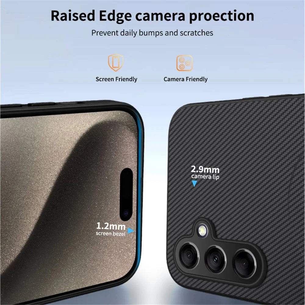 WANLONFENG For Samsung Galaxy S25+ Magnetic Case  TQ Series Carbon Fiber Texture PC TPU Phone Cover - Black - 3