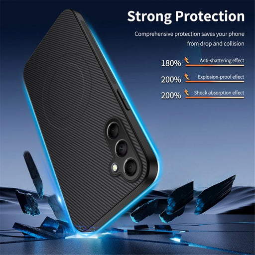 WANLONFENG For Samsung Galaxy S24 Magnetic Case  TQ Series Carbon Fiber Texture PC TPU Phone Cover - Black - 2