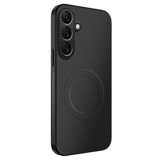 WANLONFENG For Samsung Galaxy A26 5G Magnetic Case  TQ Series Carbon Fiber Texture PC TPU Phone Cover - Black - 1