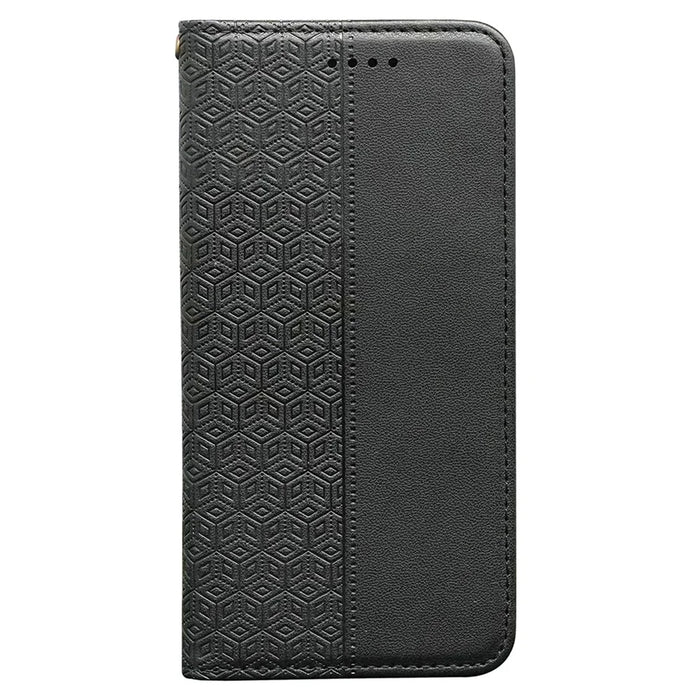 For OnePlus 13T 5G Wallet Phone Case Checkered Pattern Imprint Leather Flip Cover with Wrist Strap - Black - 5