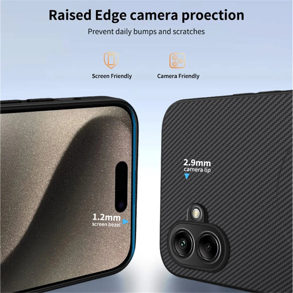 WANLONFENG For Samsung Galaxy A06 4G Magnetic Case  TQ Series Carbon Fiber Texture PC TPU Phone Cover - Black - 3